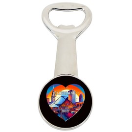 Cleveland Ohio Travel Souvenir Destination Heart Shape Design Magnetic Bottle Opener Single