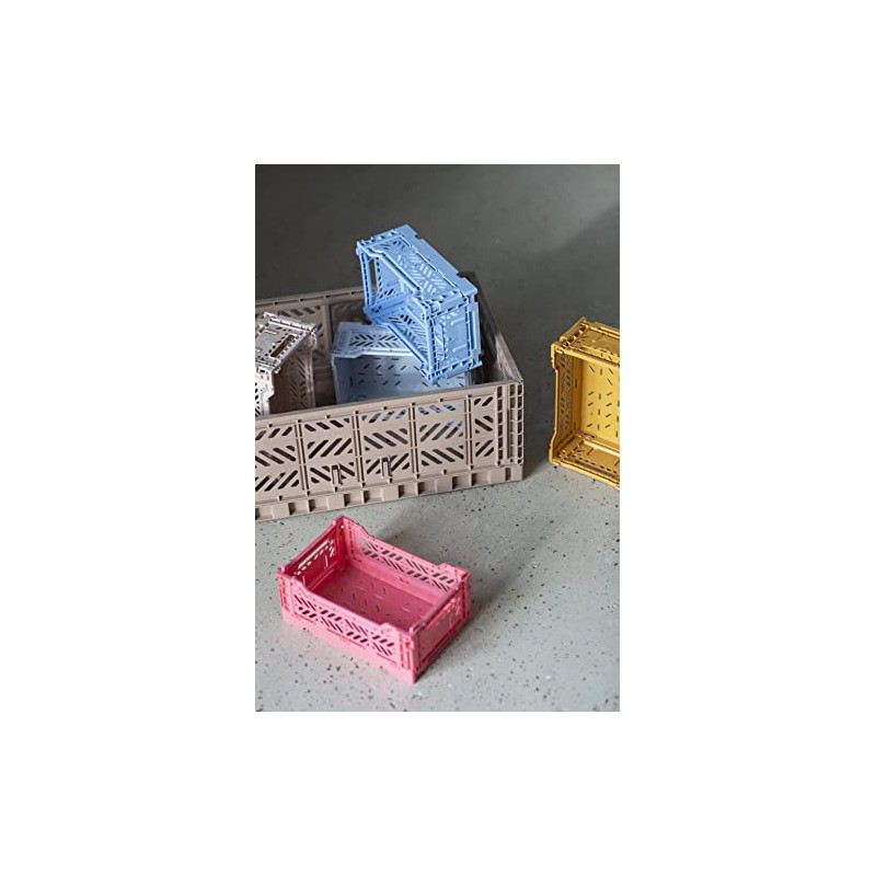Ay-Kasa Folding Crate, Sturdy Folding Box, Plastic, Stackable, Lime Cream,