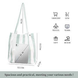 Corduroy Tote Bag Cute Tote Bags for Women Shoulder Bag with Inner Pocket for Work Beach Travel and Shopping Grocery, Green, Large