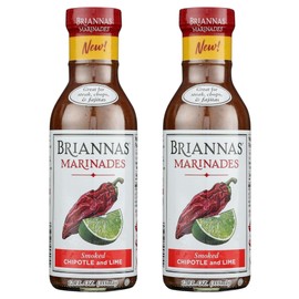Briannas Smoked Chipotle & Lime Marinade, No High Fructose Corn Syrup, Vegan Friendly, Kosher, Gluten Free, 12 Fluid Ounce, Pack of 2, Bundled With V2U Utensil Set