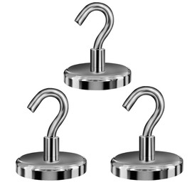Cosego Super Strong Magnetic Hooks, 3 Pieces, Vertical Load Capacity 149.9 lbs (68 kg), Metal, Diameter 1.6 inches (4.2 cm), Magnetic, For Kitchen, Office, Commercial Use, Entryway, Warehouse, Wall