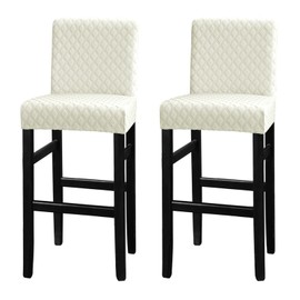 Lellen Bar Stool Covers Set of 2 - Bar Stool Chair Covers Bar Chair Covers Barstool Covers Slipcovers Pub Counter Stool Chair Covers Counter Height Stool Seat Covers Barstool Slipcovers（Beige）
