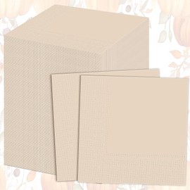 Teling 100 Pcs Cream Paper Napkins Disposable Beige Napkins for Fall Holidays Wedding Home Luncheon Reception Tea Party Dining Supplies Thanksgiving Party Decorations (Beige)