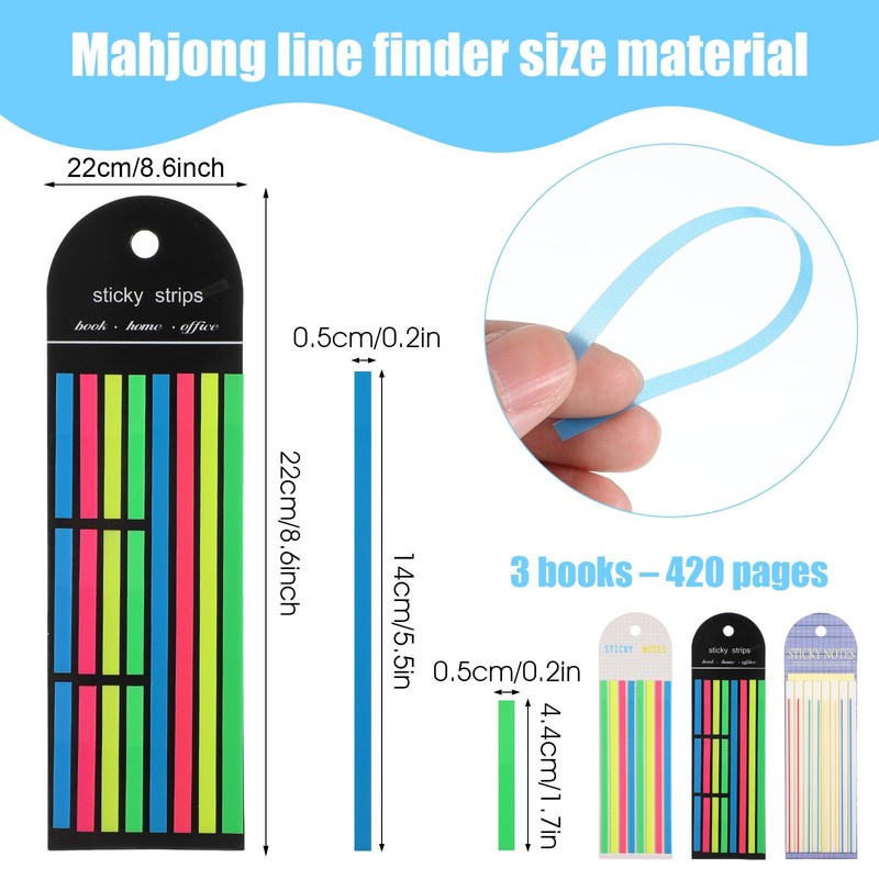 420Pcs Mahjong Line Finder Notes, 3 Styles Mahjong Line Reader
