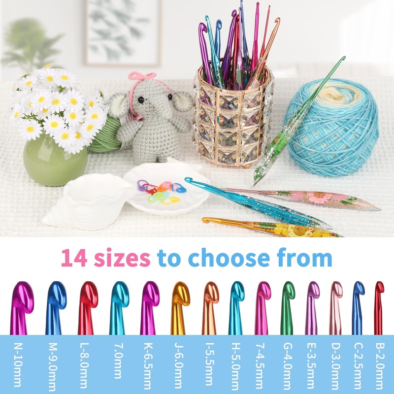 Coopay 6mm Crochet Hooks, Sparkly Floral Resin Crochet Hook, Ergonomic