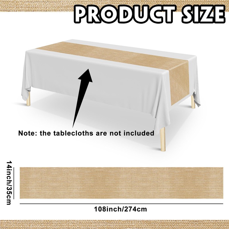 Newwiee 6 Pack Plastic Table Runner 14 x 108 Inch