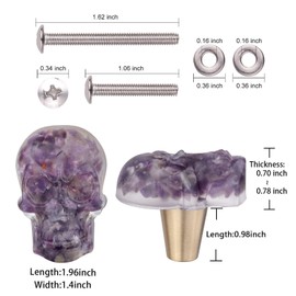Amogeeli 4Pcs Skull Crystal Resin Brass Knobs with Screws, Decorative Handle Knobs for Closet Drawer