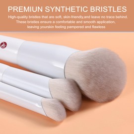 KINGMAS Angled Foundation Brush Concealer Brush, Kabuki Under Eye Contour Makeup Brush for Liquid, Blending, Cream, Powder, Blush Buffing Stippling Face Makeup Tools White (170/270)