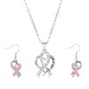 Juego de joyas de corazón con cinta de conciencia rosa