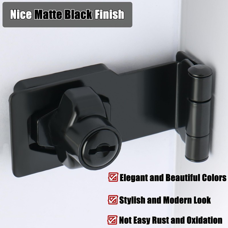 Alise Keyed Hasp Lock Right Angle 90°,4 Inch Safety Packlock