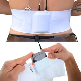 URSA Waist Strap - Ultra Slim, Breathable & Stretchy Microphone Transmitter Straps. Compatible with Most Transmitter/Receivers (White, Medium Waist - Small Pouch)