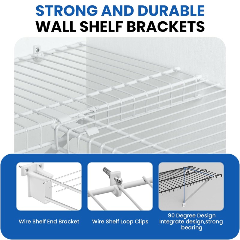 MILYARD 12 Inch Wire Shelf Brackets Kits, Closet Support Rod