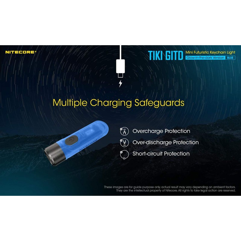 Nitecore TIKI GITD BLUE Rechargeable LED Keylight - High CRI