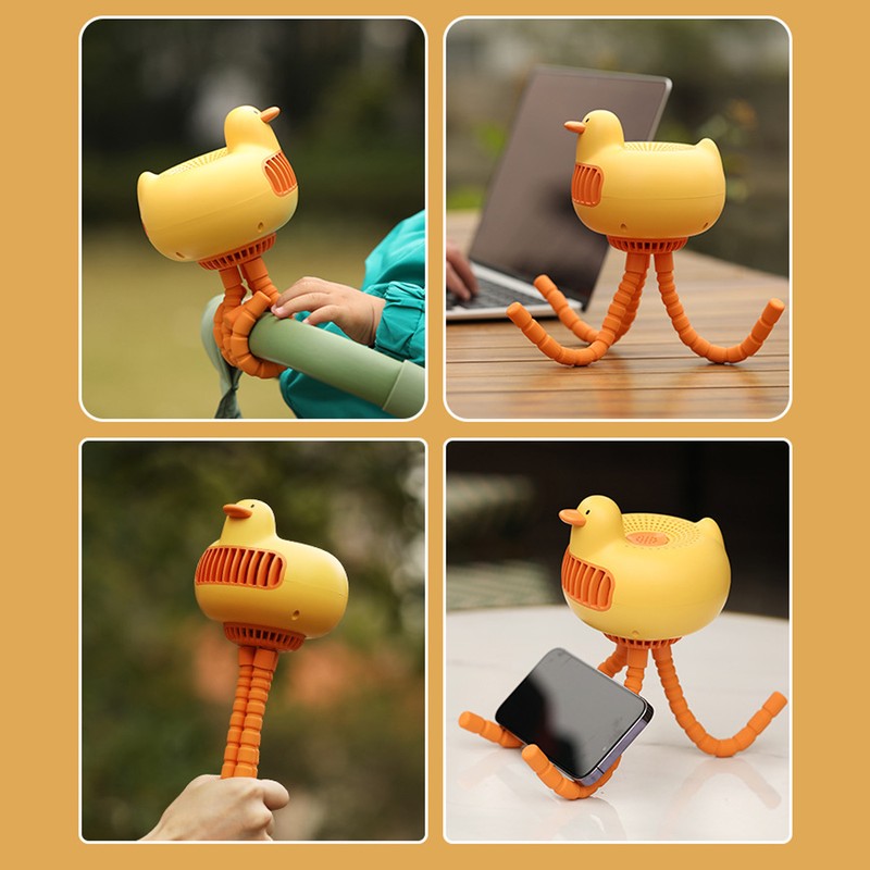 Portable Stroller Fan Low Noise Duck Shape Cute 2 Power