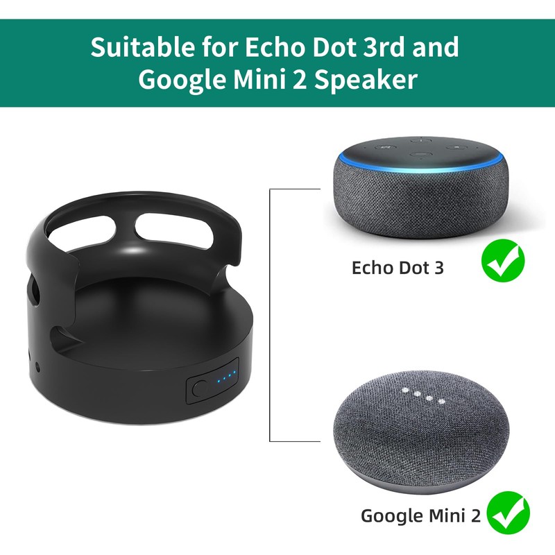 Blanou Echo Dot 3 Battery Base, Portable Dot 3rd Gen