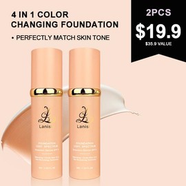 4 in 1 Color Changing Foundation Full Coverage Concealer fragrance foundation Hydrating,Natural, Waterproof, Long-lasting, Lightweight, Springtok - specification: 2pcs(More people are choosing this deal)