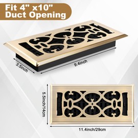 10 Pack 4 × 10 Inch Bronze Floor Vent Covers Heavy Duty Walkable Steel Floor Registers Easy Adjust Air Flow Direction Grilles Decorative Registers Covers Decoration for Home Air Vents