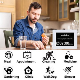 [2024 Upgrade] Extra Large Digital Calendar Day Date Clocks with 12 Alarm Options Non-Abbreviated Day & Month impaired Vision Dementia Clock for Senior Elderly