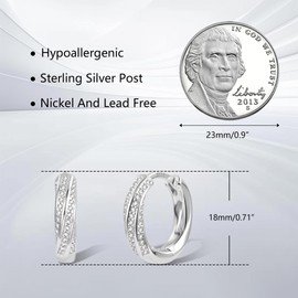 ASH'S CHOICE Earrings Sterling Silver 925 Hoop Earrings for Women, 14 Carat Gold-Plated Hoop Earrings Round, Shiny Small Hoop Earrings with AAA+ Zirconia Rhinestones, Hypoallergenic Hoop Earrings for