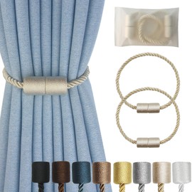 Hangtty - Juego de 2 alzapaños magnéticos para cortinas, diseño de cuerda de cortina color beige para cortinas, diseño moderno con alzapaños decorativos