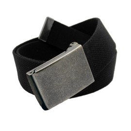 Build A Belt 1.25" Wide Antique Silver Flip Top Belt Buckle with Canvas Web Belt (Boys X-Large Black)