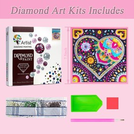 Girls Gifts 8-12 Years Old，Diamond Art Toys for Kids 7-10, Craft Kits for Girls Boys Teen Birthday Xmas Ideas, 5 6 7 8 9 10 11 12 Art Supplies with Frame Home Decor (Love)