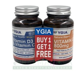 YGIA VITAMIN D3 1000IU & VITAMIN C 800mg VEG. CAPS 60S + YGIA VITAMINC C 800mg VEG. CAPS 60S FREE