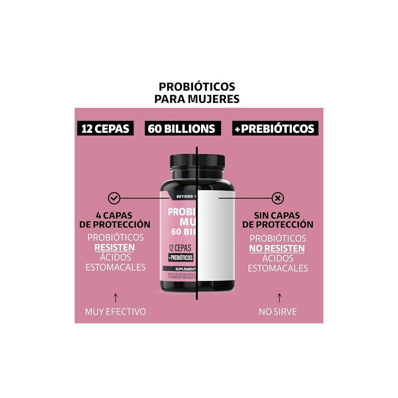 Probióticos Mujer 60 Billion + Prebióticos + Inulina de Agave|