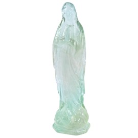 Nupuyai 9 cm Fluorite Stone Virgin Mary Figure, Crystal Madonna Figure Gemstone Worry Stone Healing Stone Mother Mary Statue Catholic Religious Gift Office Home Decoration