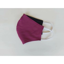 Handmade Pack of 6 reusable washable face mask - Dark Pink & Black