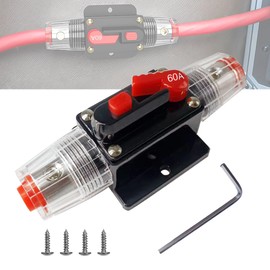 Buddy par exce 60 amp Circuit Breaker Switch Resettable Fuse Manual Reset for Car Audio Sound Amplifier System Marine Boat Truck RV Home Waterproof Fuse Inline Holder 3-15 AWG 12V-48V DC