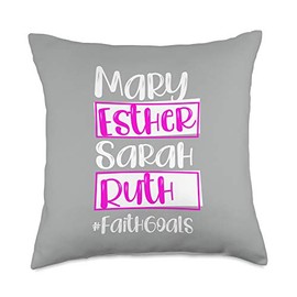 Christmas Apparel & Gifts HHWCo. Christian Women Bible Mary Esther Sarah Ruth Goals Scripture Throw Pillow, 18x18, Multicolor