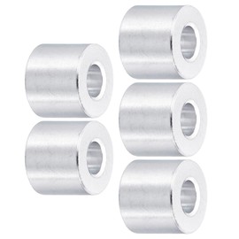 TOP-VIGOR 5Pcs M5 Aluminum Spacer, 5.2mm ID x 12mm OD x 10mm Length Metal Spacer, Round Plain Finish Spacer Screw Standoff Bushing for M5 Screws Bolts and Rods