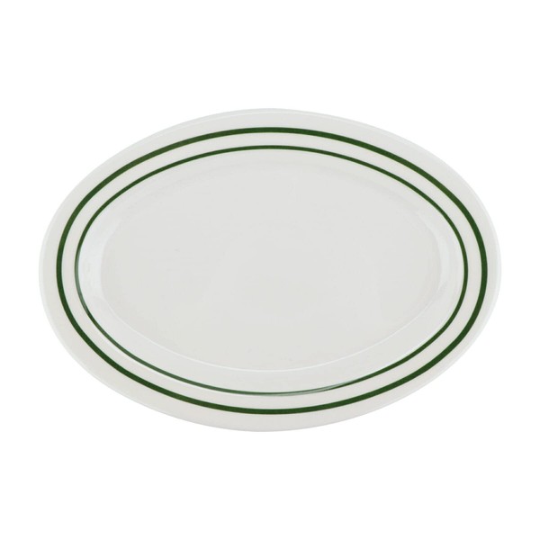 G.E.T. OP-120-EM Melamine Oval Serving Platter / Dinner Plate, 12" x 9", Emerald (Set of 12)