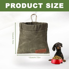 Small Dog Treat Pouch Bag, Hand-Free Puppy Treat Bag with Closure, Waterproof Dog Pouches for Pet Training with Carabiner for Dog Walking, Daily Use, Outdoor (Green)