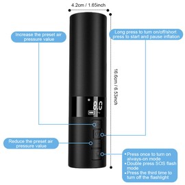 Electric Ball Pump, JiHiGe Electric Pump with LED Digital Display and Precise Pressure Gauge, Smart Mini Pump Fast Ball Inflation with Flashlight for Football Basketball Volleyball Swimming Ring