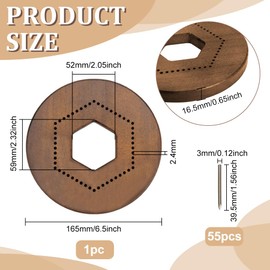 FINGERINSPIRE Hexagon Pin Loom Hexagon Wood Crochet Blocking Board with 55 pcs 1.55inch Pins Camel Color Wooden Crochet Blocking Board Kits Hexagonal Designs Portable Weaving Tool Accessory