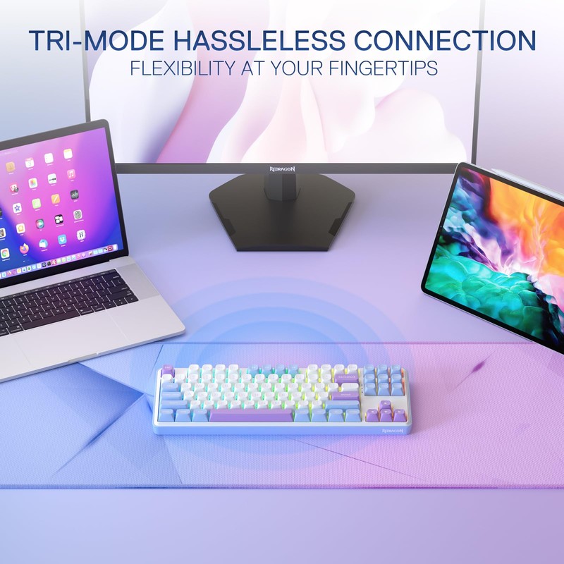 Redragon K707 PRO 80% Wireless Gasket RGB Gaming Keyboard, 3-Modes