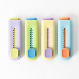 Smilo Sliding Retractable Pencil Eraser,Push-Pull Rubber Erasers with Plastic Sleeve,Pack of 4,Large Pencil Erasers for School Office Home Supplies