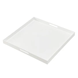 Oversize Extra Large King Size Bed Tray for eating Big Glossy White Acrylic Serving Tray with Handles 24x24 Inch -Spill Proof- Decorative Countertop Organizer for Ottoman,Bed,Party, Butler Tray