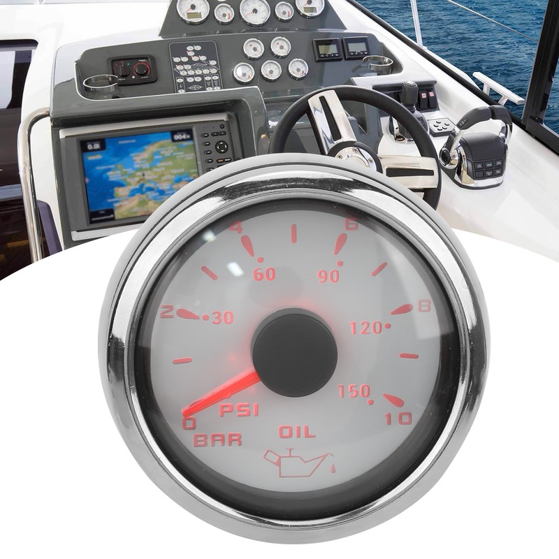 Oil Pressure Gauge Pointer 52mm/2.0in 10‑184Ω Colourful Backlight Adjustable Universal