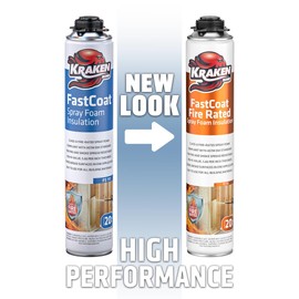 KRAKEN BOND Kraken Bond Fastcoat Spray Foam Insulation Kit - (2x27.1 oz.) Closed Cell Expanding Polyurethane Foam - Heat and Acoustic Insulation, Includes Application Gun & Cleaner, 40 Board Ft, 2 Pack