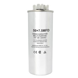 CBB65 Condensador de arranque circular redondo de doble funcionamiento, 50 + 7.5 uF/MFD ± 5% 370 V/440 VCA condensador combinado para compresor, motor