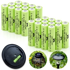 Lightalent Ni-MH AA Rechargeable Batteries, Double A High Capacity 1.2V Pre-Charged Battery for Outdoor Solar Lights (AA-600mAh-24pack)