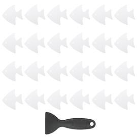 PATIKIL 24 Pcs Non Slip Bathtub Stickers, Anti Slip Shower Stickers with Scraper Bathroom Shower Floor Decals Fish Shape Cute Treads Tubs, Transparent