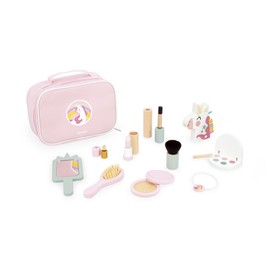 Janod - J06465 - Beauty Case - Unicorn Theme - 10 Accessories Included - FSC Wooden Makeup Toys - Cosmetic Toy Kits - Ages 3+ - J06465, Pink