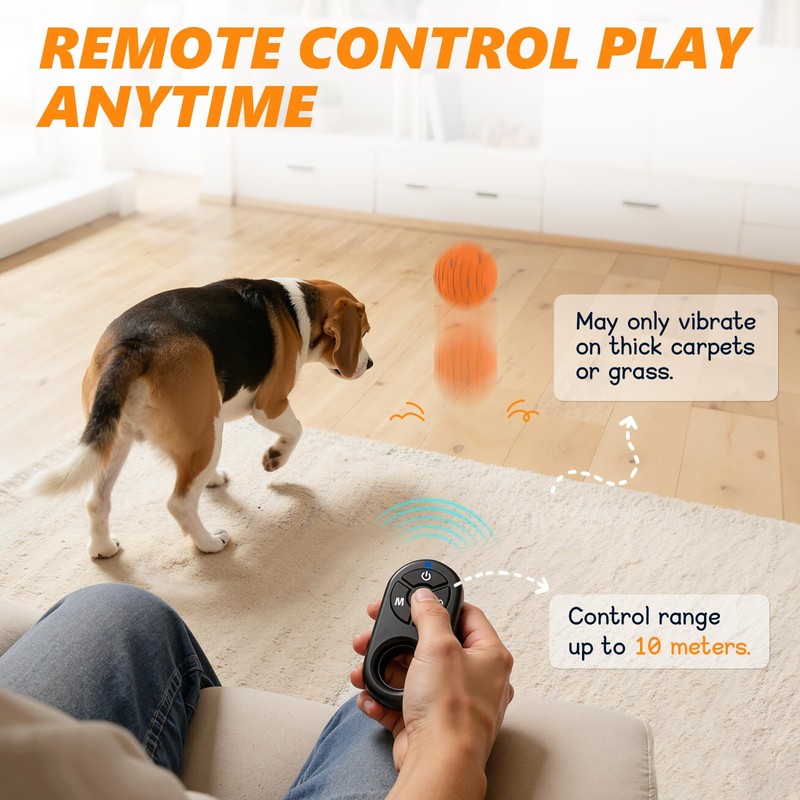 PETSWEET Remote Control Dog Toy Ball, Interactive Self Bouncing E-TPU
