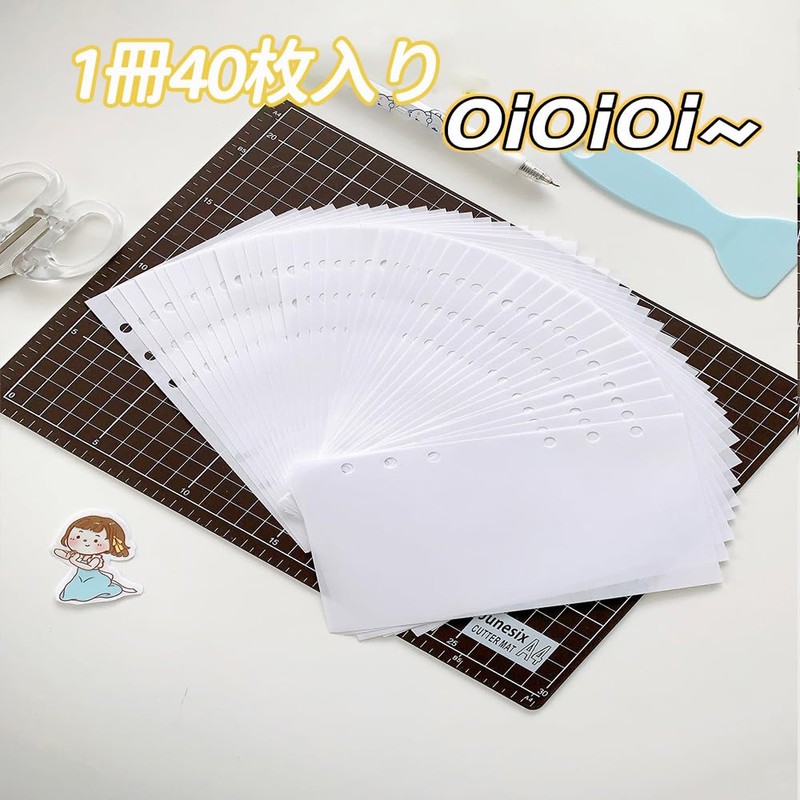 40 Sheets 6-Hole Refills for A5 Notebooks, Removable Release Paper