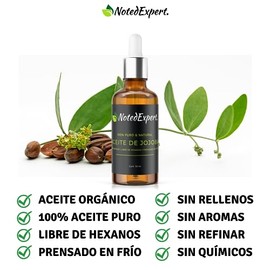 Aceite de Jojoba Orgánico 100 Puro y Natural - Virgen, prensado en frío, sin refinar, sin aditivos ni químicos - Ideal para rostro, cuerpo y cabello, 
