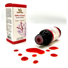 SaffVita "Organic Saffron Extract", Liquid Saffron Elixir, 100% Pure and Natural, Extrait de Safran Biologique.